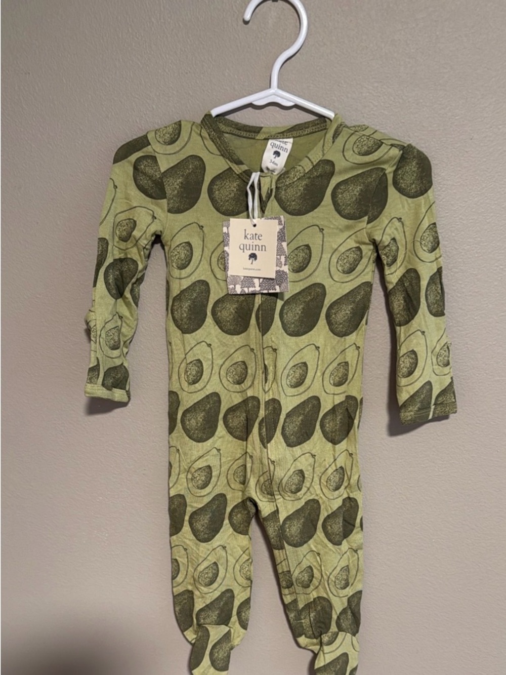 kate quinn Olive Green Avocado Print Footed One-Piece
